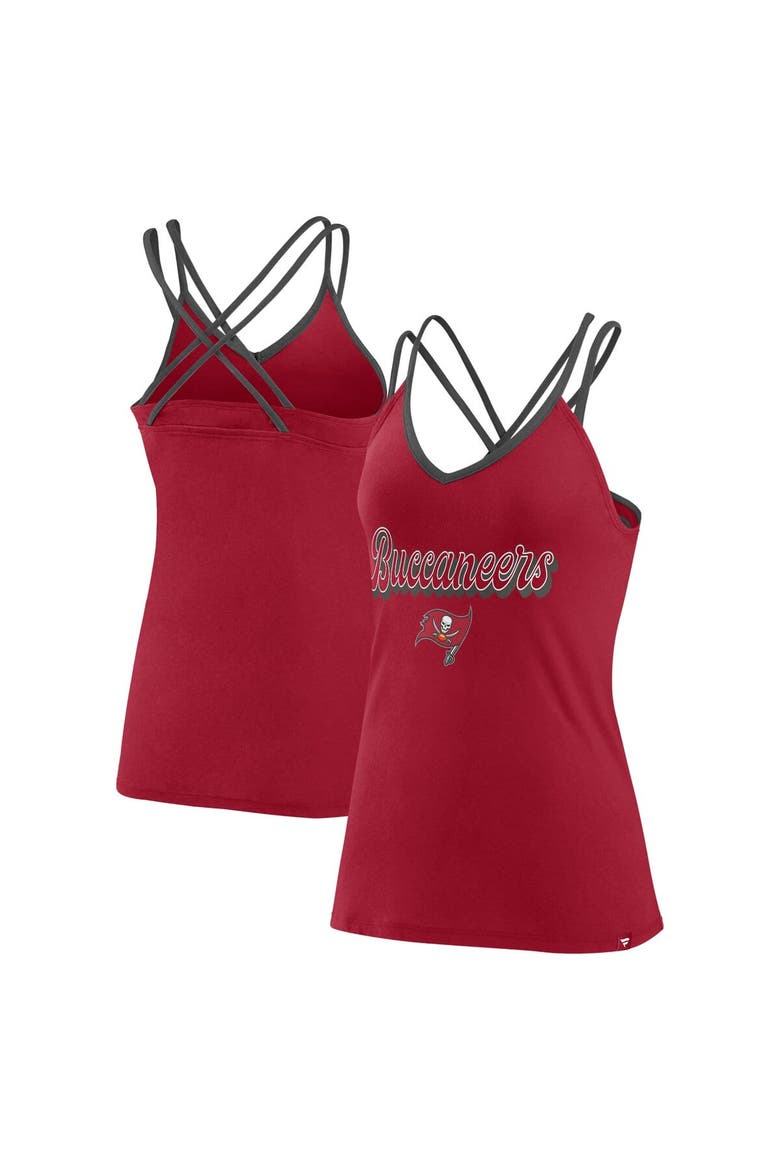 Women's Fanatics Branded Red Tampa Bay Buccaneers Go For It Strappy Crossback Tank Top, Alternate, color, Red