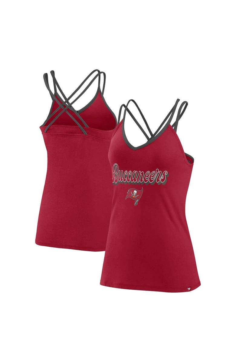 FANATICS Women's Fanatics Branded Red Tampa Bay Buccaneers Go For It Strappy Crossback Tank Top, Alternate, color, 