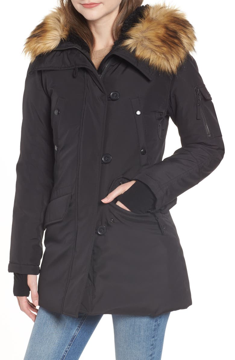 S13 Faux Fur Trim Down Parka, Alternate, color, 