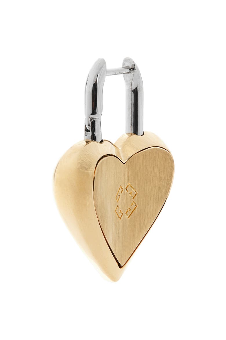 Heart Lock Drop Earrings, Alternate, color, GOLDEN/ SILVERY