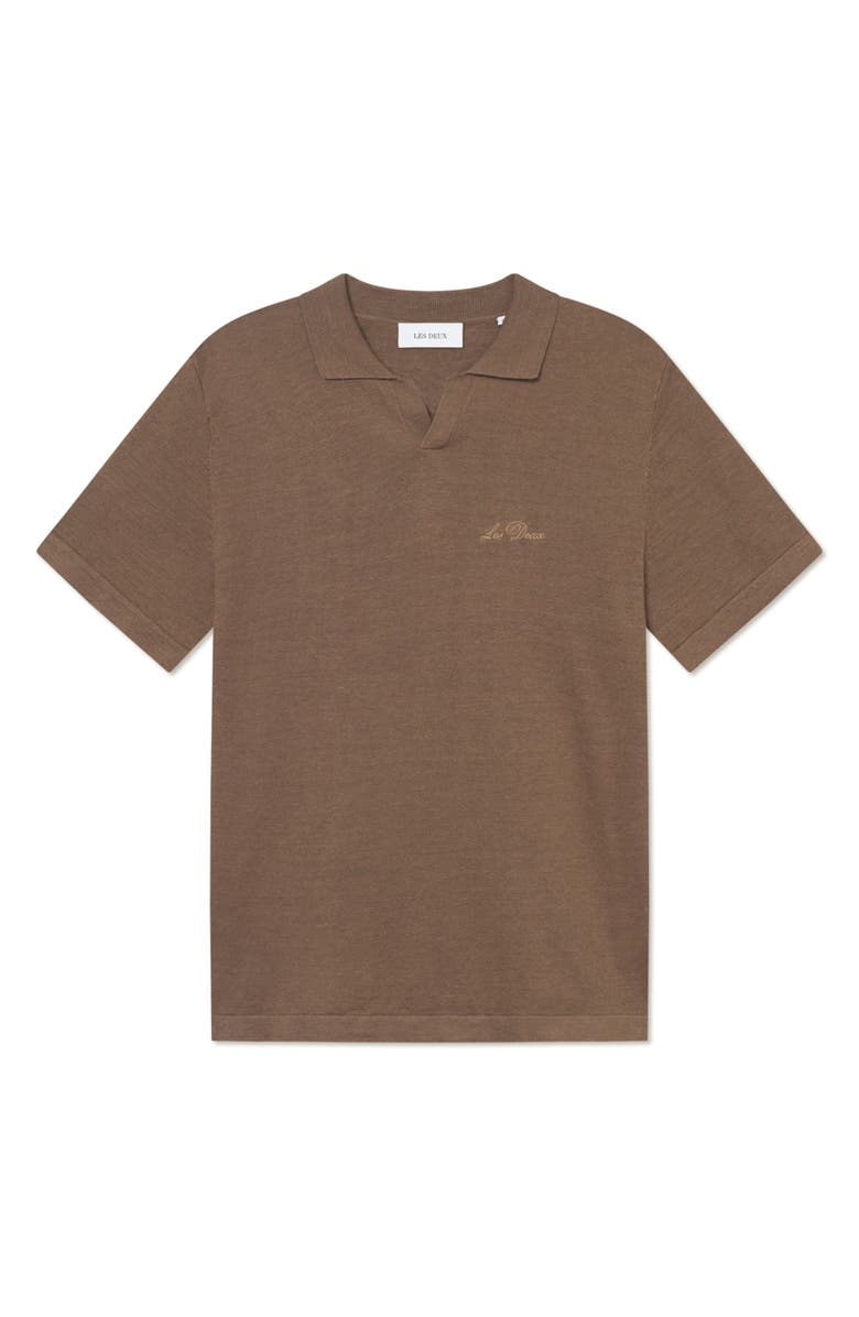 Les Deux Emmanuel Linen & Cotton Johnny Collar Polo, Alternate, color, Cub