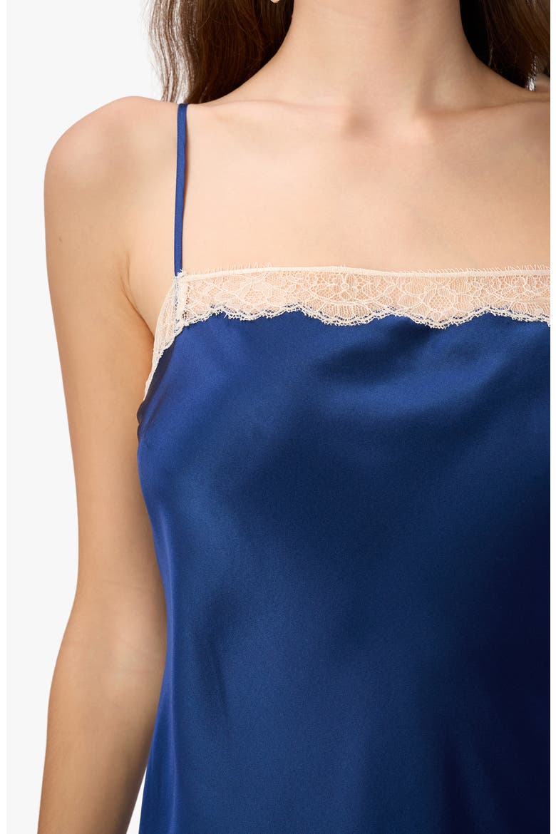 Verity Sheer Lace Trim Silk Slipdress, Alternate, color, SAILOR
