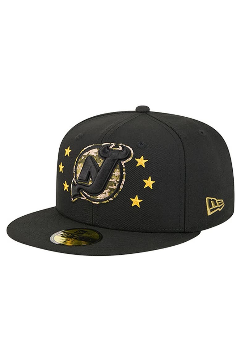 Men's New Era  Black New Jersey Devils Military Appreciation Digital Camo Stars 59FIFTY Fitted Hat, Alternate, color, Black