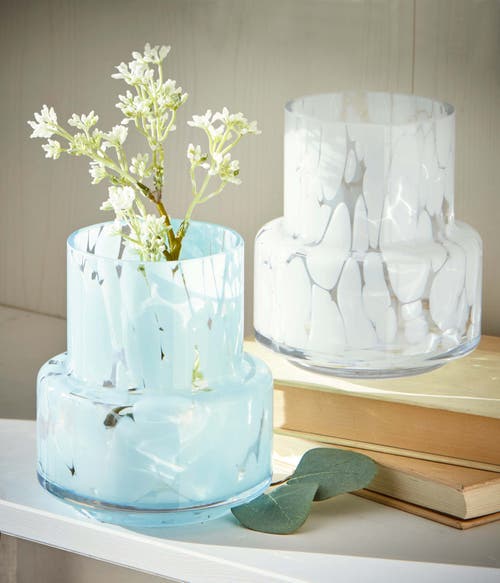 Tag Porto Light Blue Speckled Glass Vase In Blue