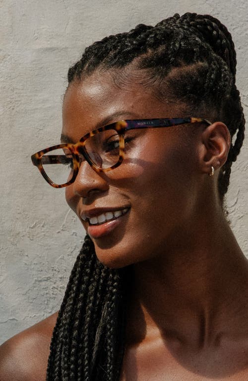 Mohala Eyewear Noelani 53mm Low Nose Bridge Wide Width Cat Eye Optical Glasses In Cappuccino/clear Lenses