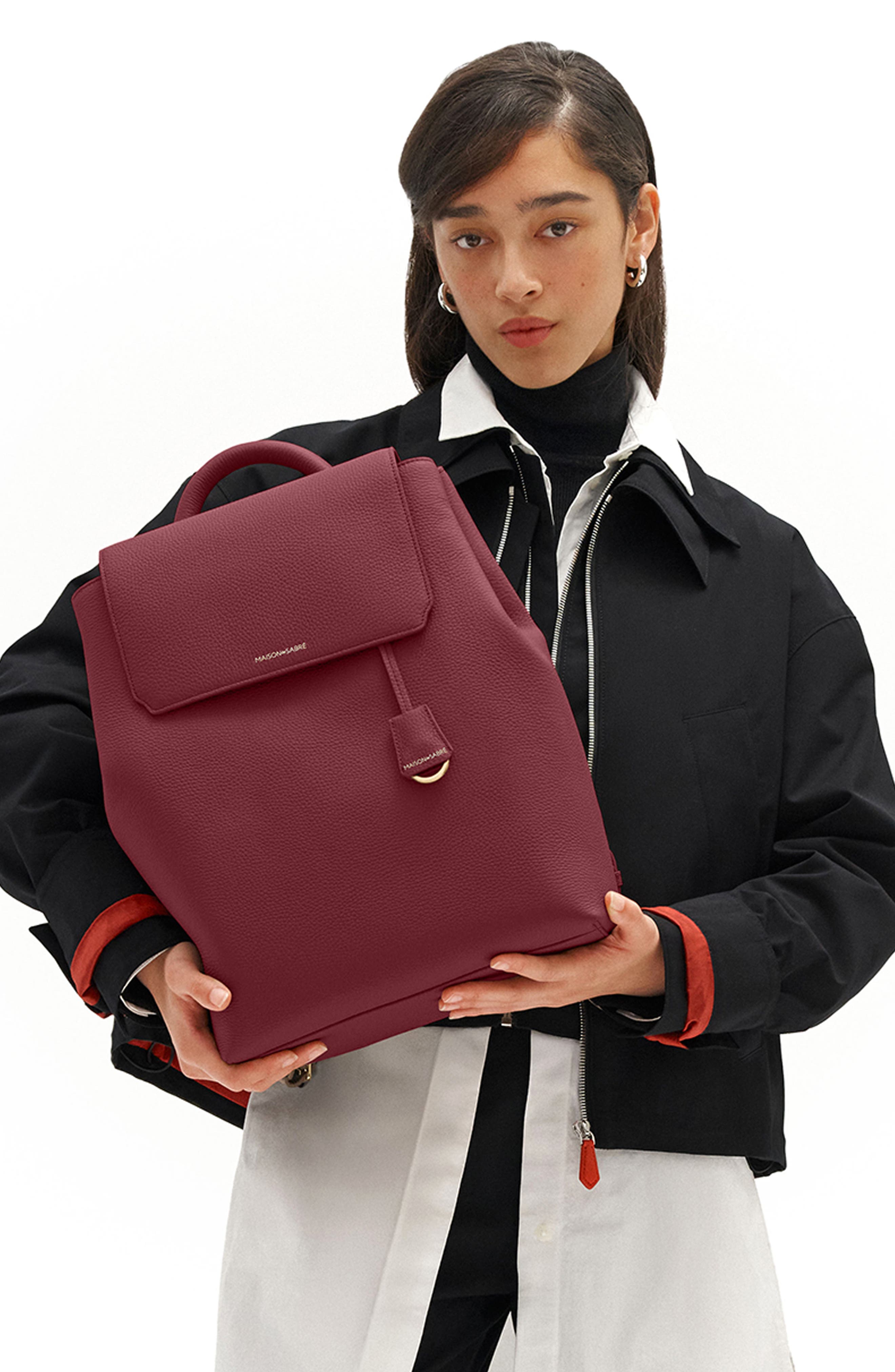 The Medium Soft Backpack, Alternate, color, Plum Red