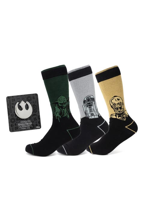 Droid & Sage Mod 3-Pack Socks & Lapel Pin Set