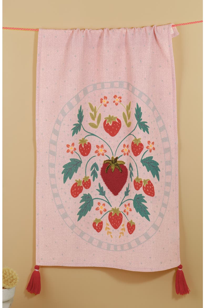Strawberry Fields Forever Set of 3 Kitchen Towels, Alternate, color, PINK/ RED