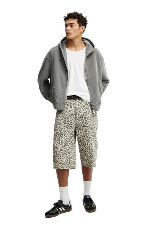 Shop Cotton On Super Baggy Jort In Textured Leopard