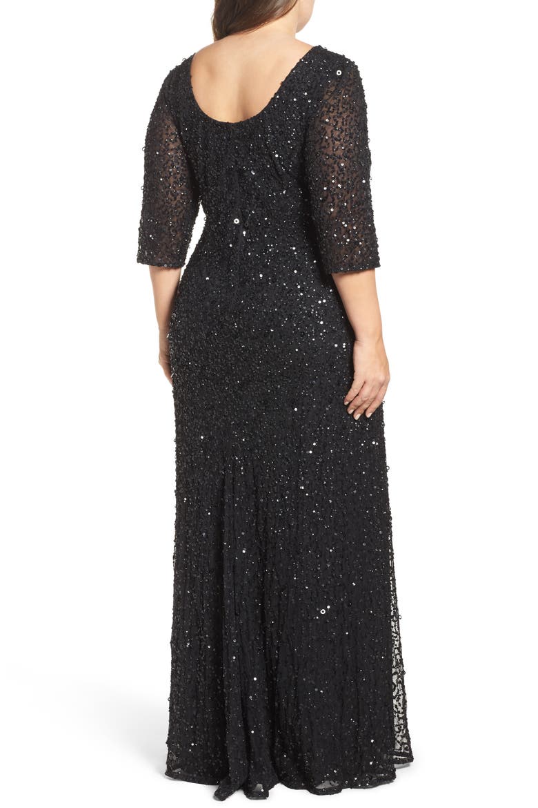 Embellished Scoop Back Gown, Alternate, color, BLACK