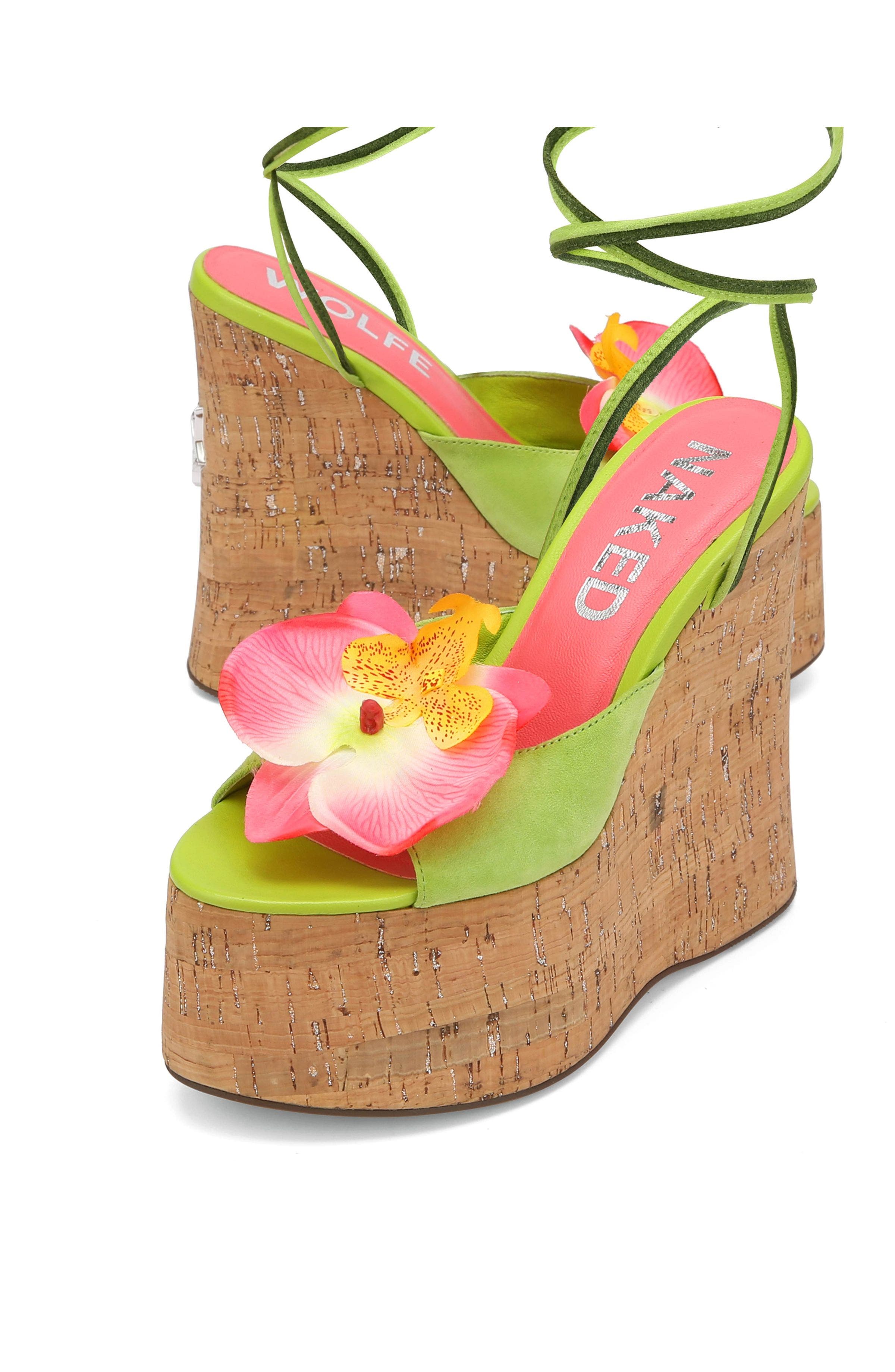 Naked Wolfe Sunflower Green Kid Wedge Heel, Alternate, color, 