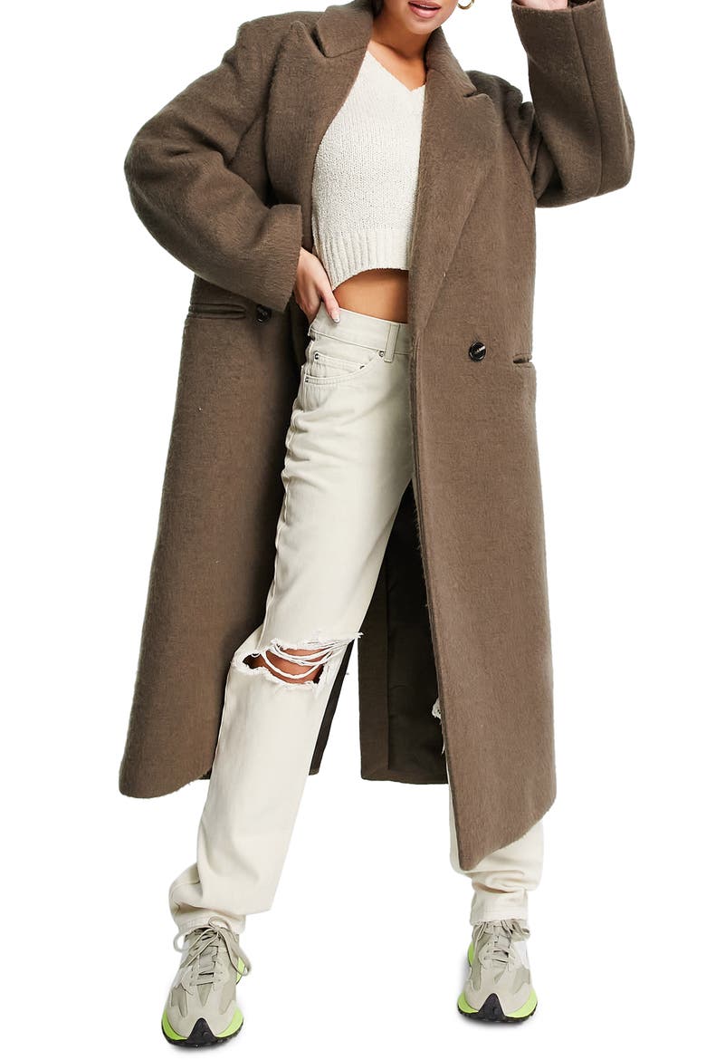 Brushed Oversize Coat, Main, color, BROWN