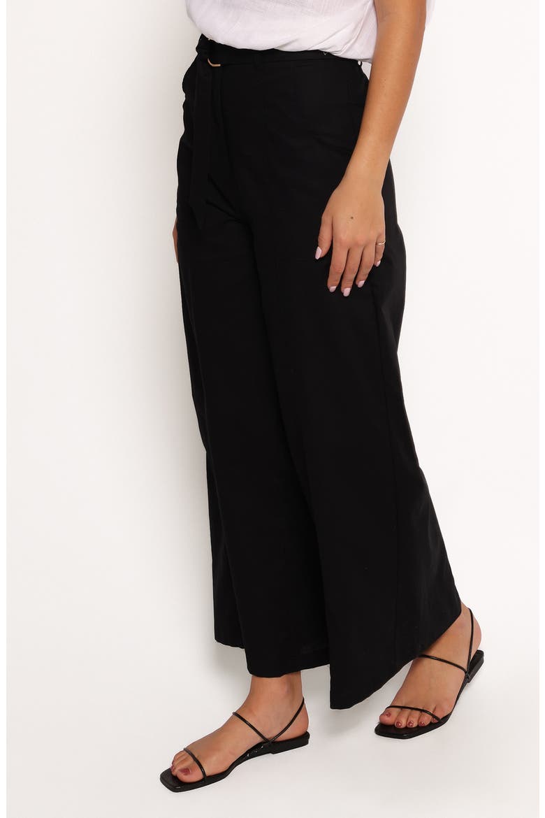 Sadie Cotton & Linen Wide Leg Pants, Alternate, color, BLACK