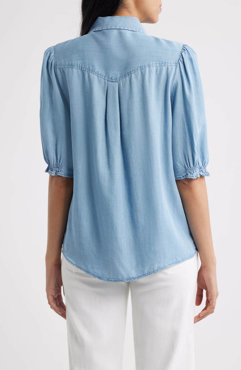 beachlunchlounge Indira Denim Shirt, Alternate, color, Light Wash