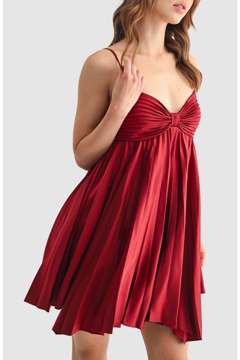 Pleated Handkerchief Hem Cocktail Minidress, Alternate, color, WINE