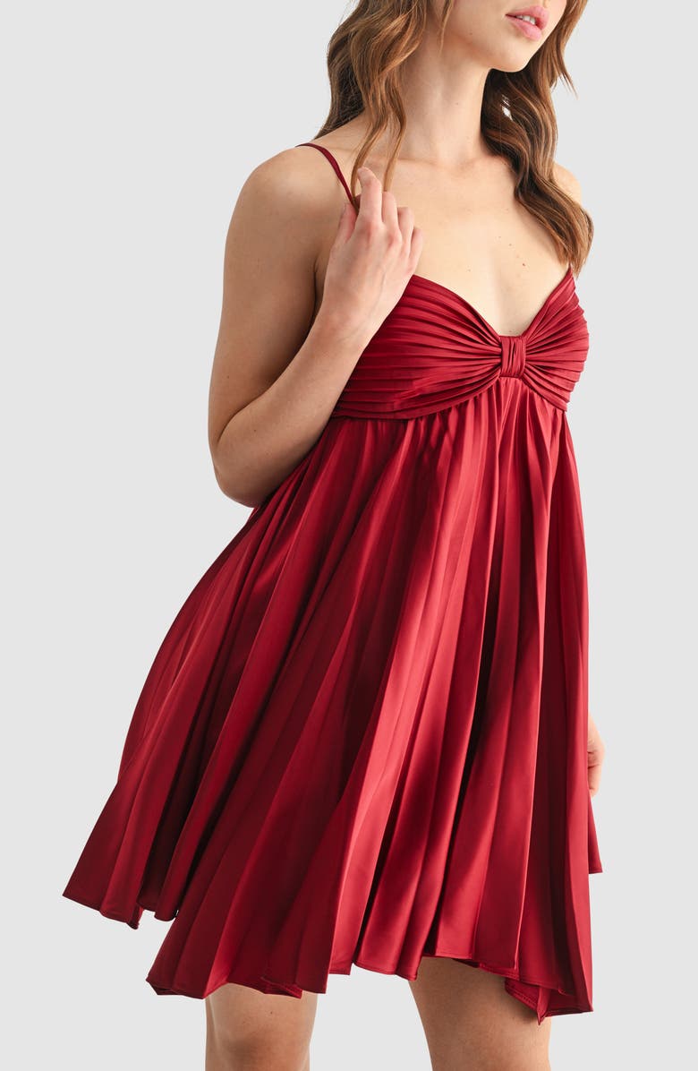 All in Favor Pleated Handkerchief Hem Cocktail Minidress, Alternate, color, Wine