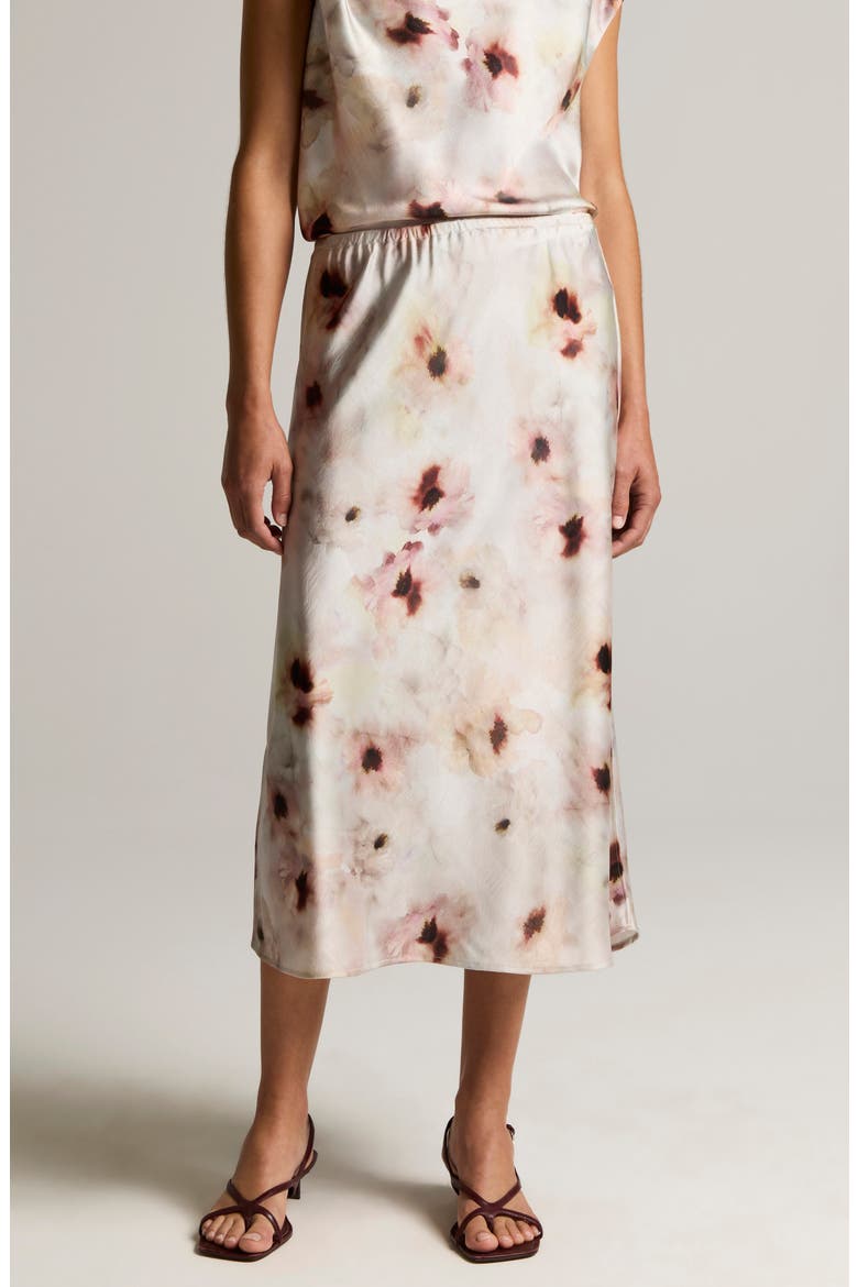 Watercolor Floral Print Midi Skirt, Alternate, color, SOFT PEONY
