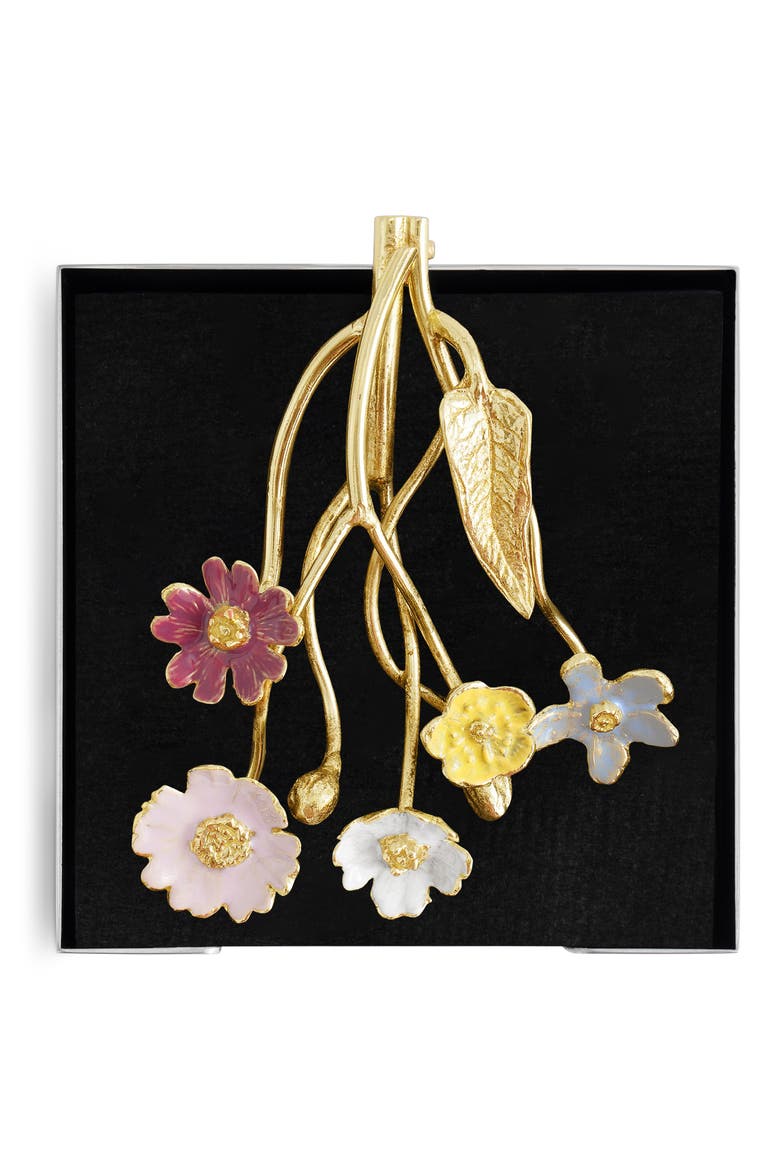 Wildflowers Cocktail Napkin Holder, Alternate, color, GOLD MULTI