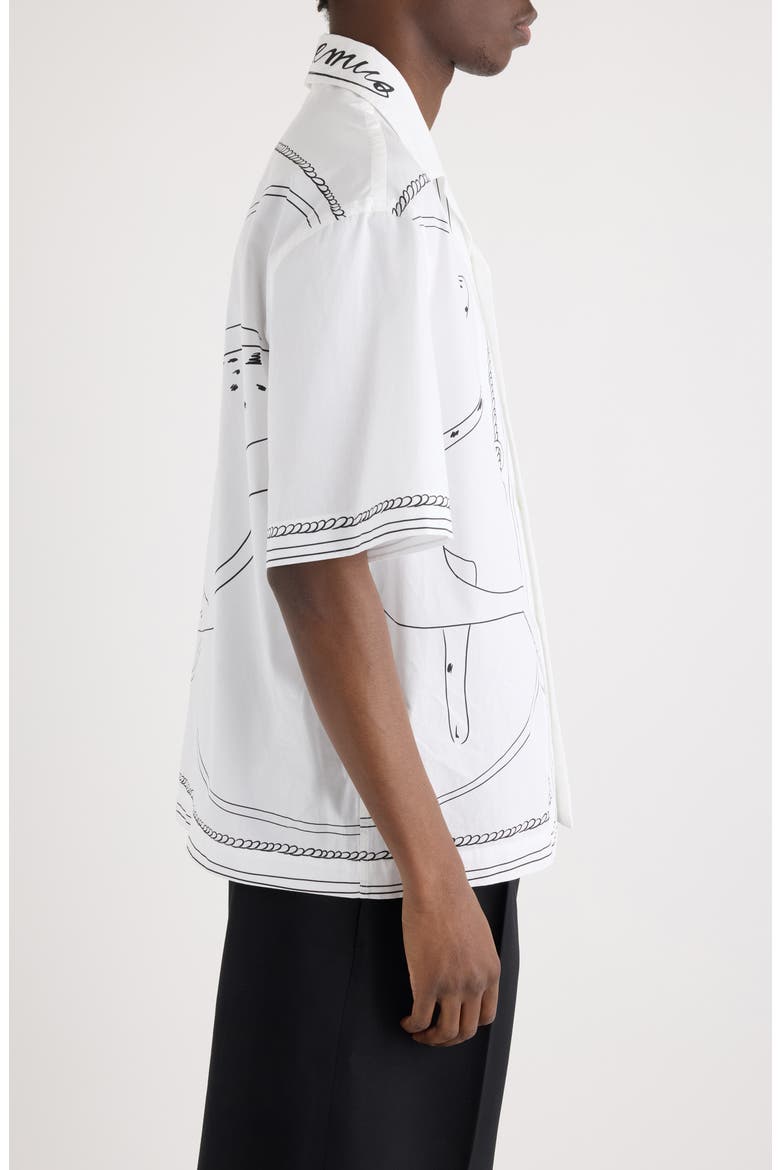 La Chemise Jean Dog Print Camp Shirt, Alternate, color, PRINT DOG WHITE/ BLACK