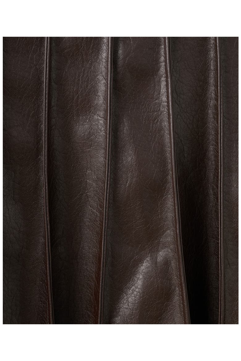 Dalia Pleated Faux Leather Midi Skirt, Alternate, color, BROWN