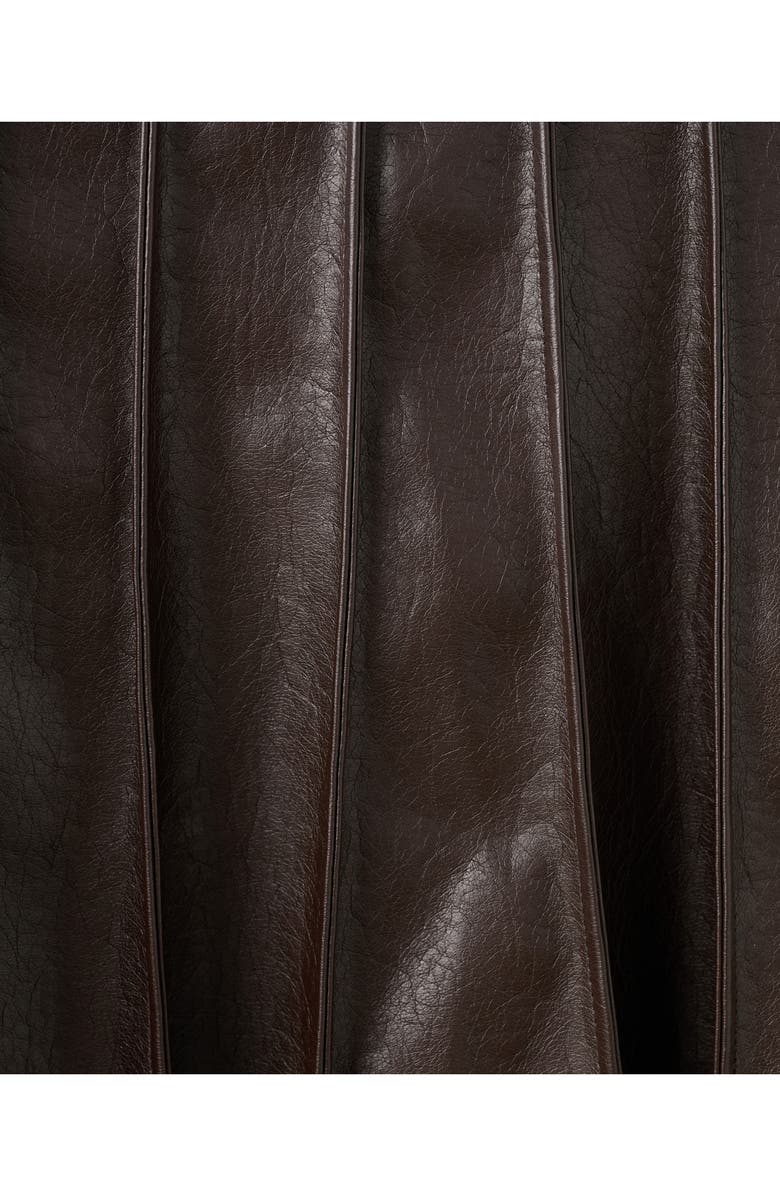 MANGO Dalia Pleated Faux Leather Midi Skirt, Alternate, color, Brown