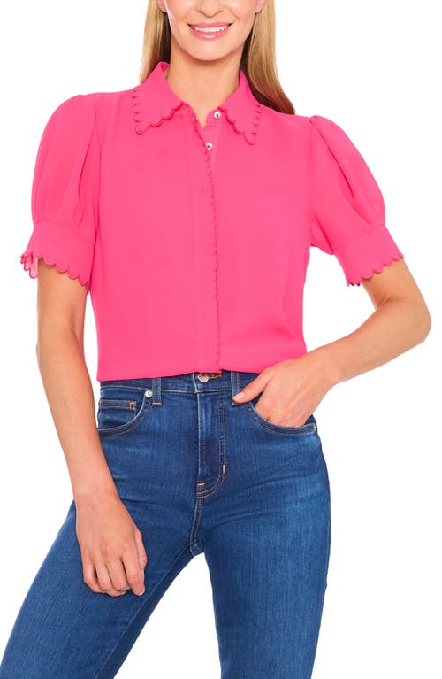Shop Cece Scallop Trim Button-up Shirt