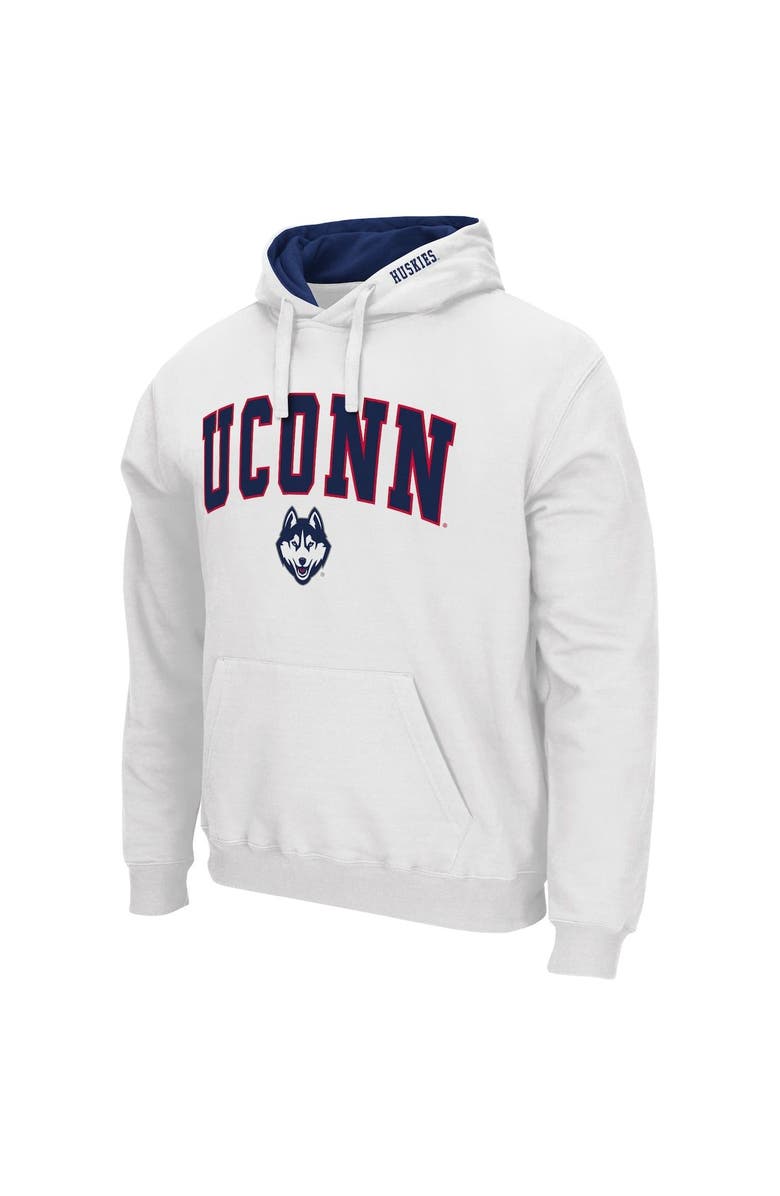 COLOSSEUM Men's Colosseum White UConn Huskies Arch & Logo 3.0 Pullover Hoodie, Alternate, color, White