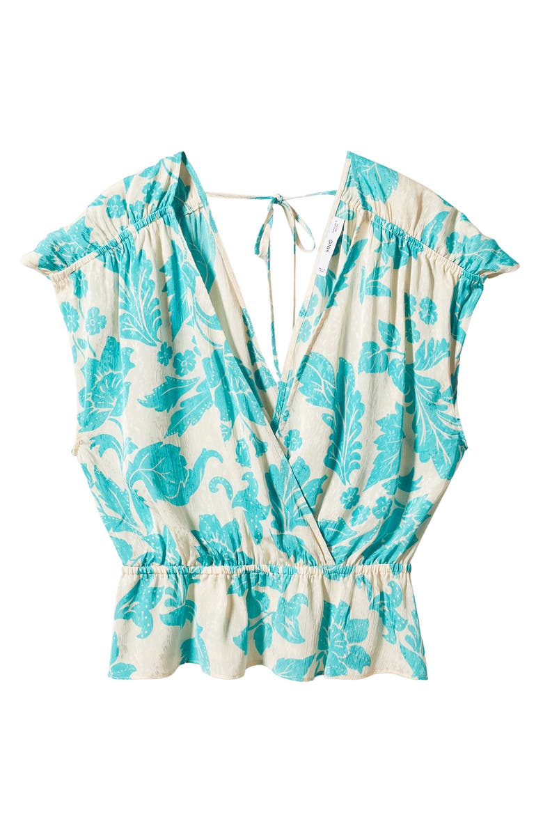 MANGO Floral Jacquard Peplum Top, Alternate, color, 