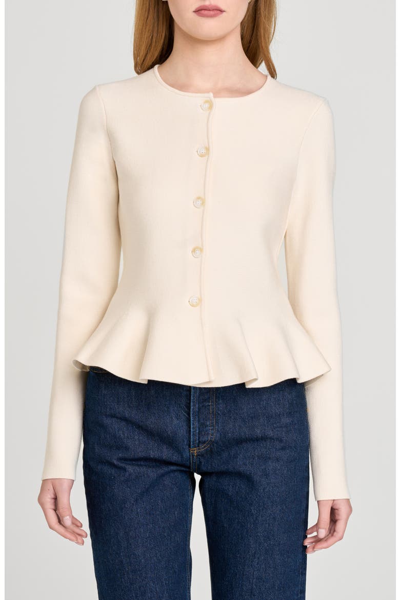 Brooklyn Peplum Cardigan, Main, color, CREAM