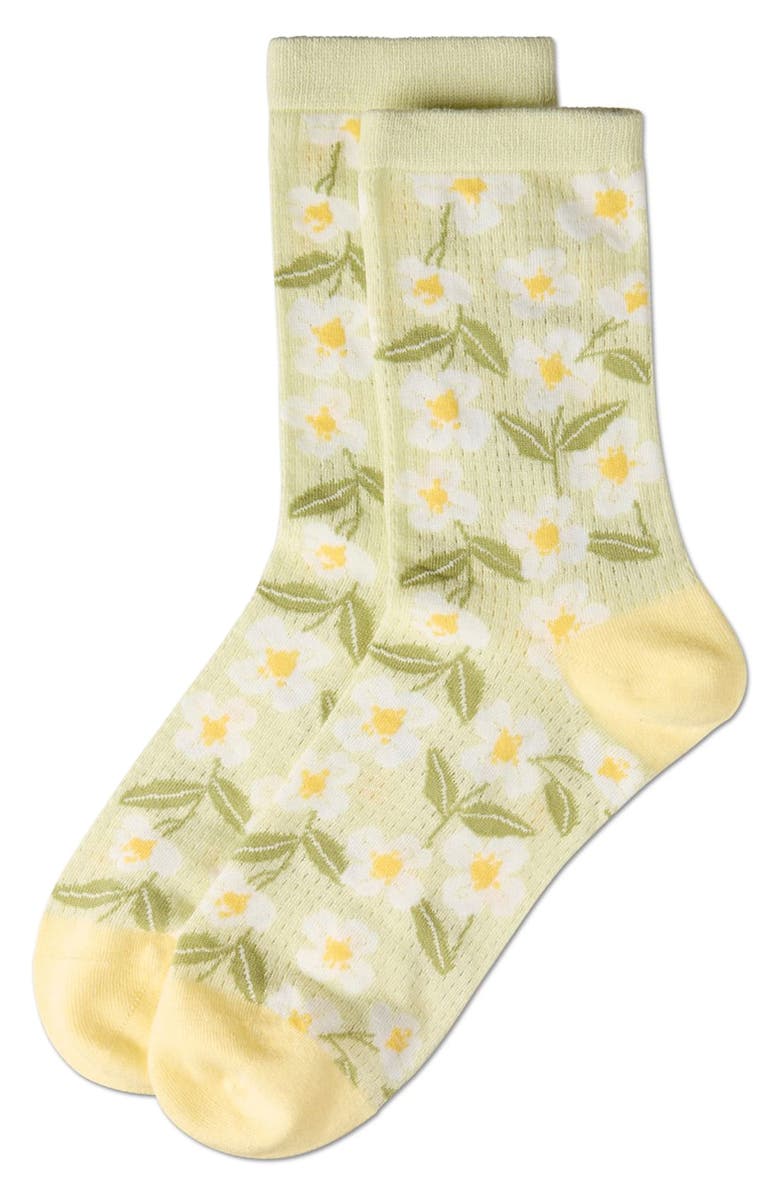 MeMoi Daisy Pointelle Crew Socks, Alternate, color, 