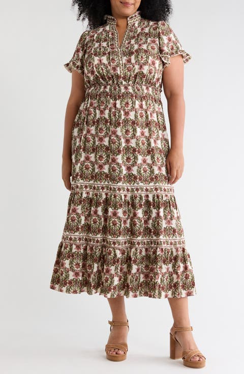 Flutter Sleeve Tiered Maxi Dress