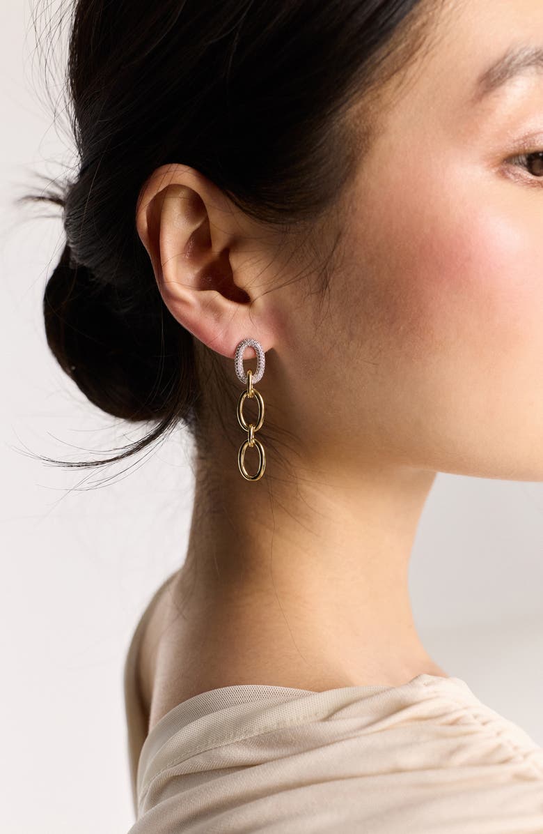 Nadri Gemini Two-Tone Pavé Drop Earrings, Alternate, color, Gold