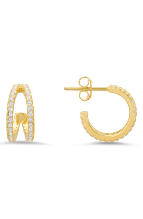Cubic Zirconia Double Hoop Earrings