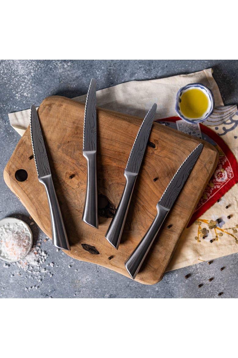 Damashiro® 4-Piece Steak Knife Set, Alternate, color, Silver