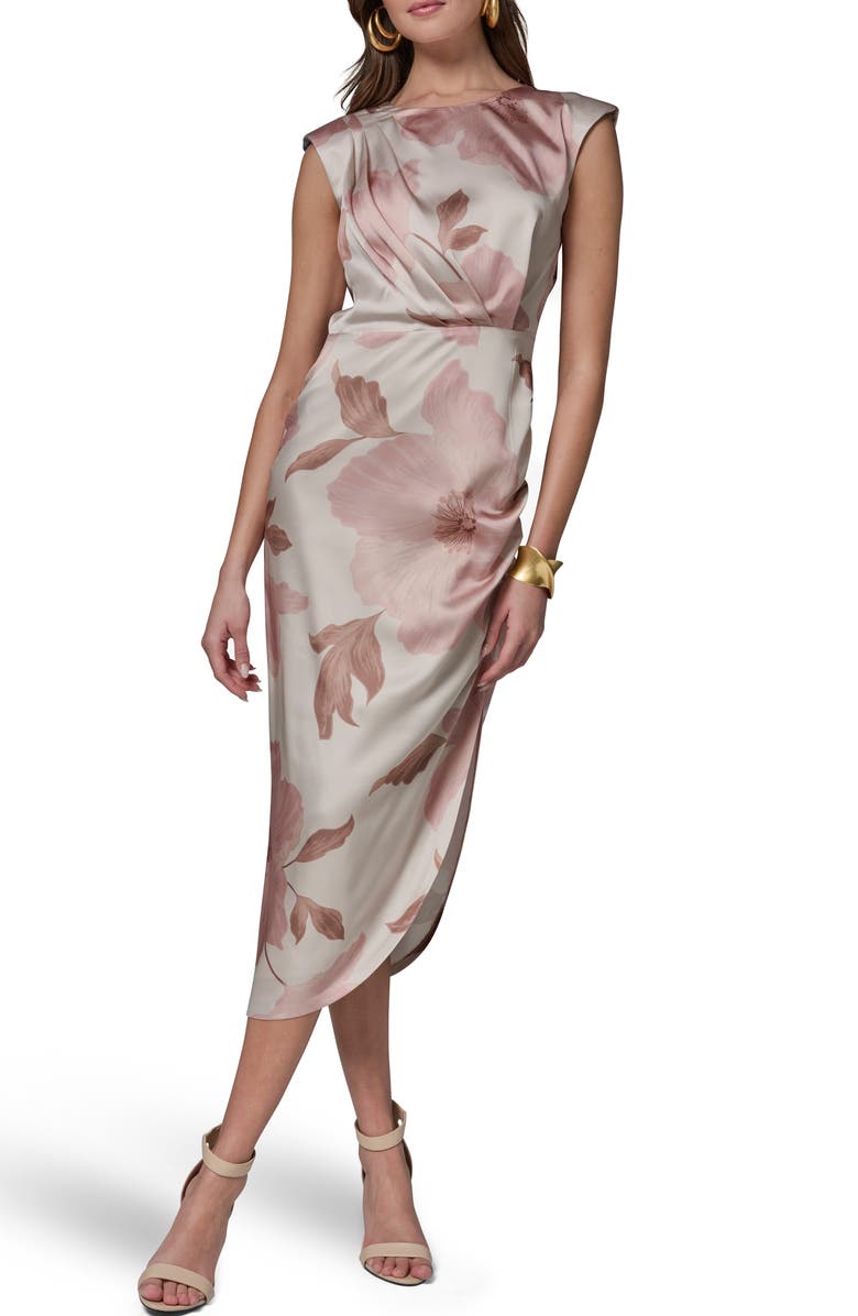Donna Karan New York Floral Print Ruched Sheath Dress, Main, color, 