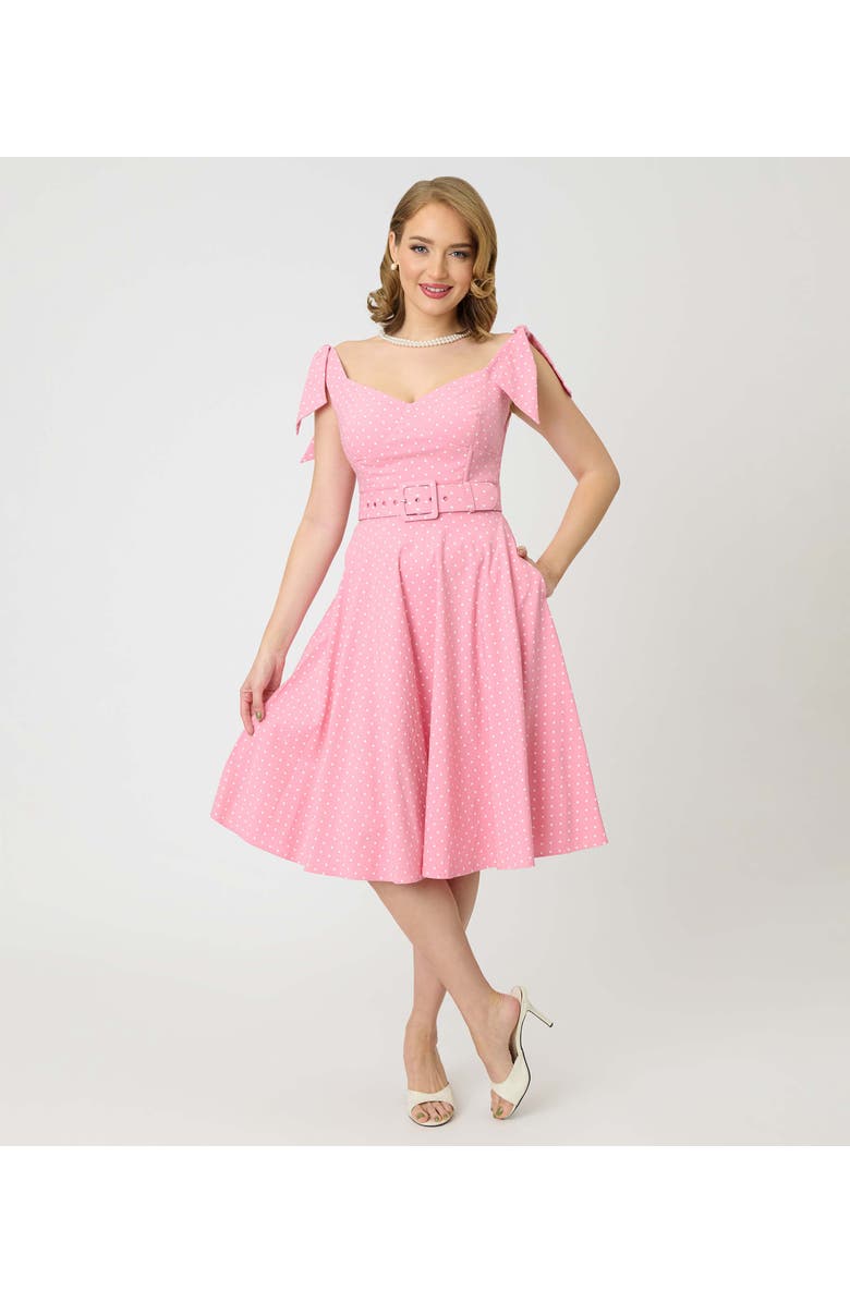 Unique Vintage Prairie Swing Dress, Alternate, color, Pink & White Gingham