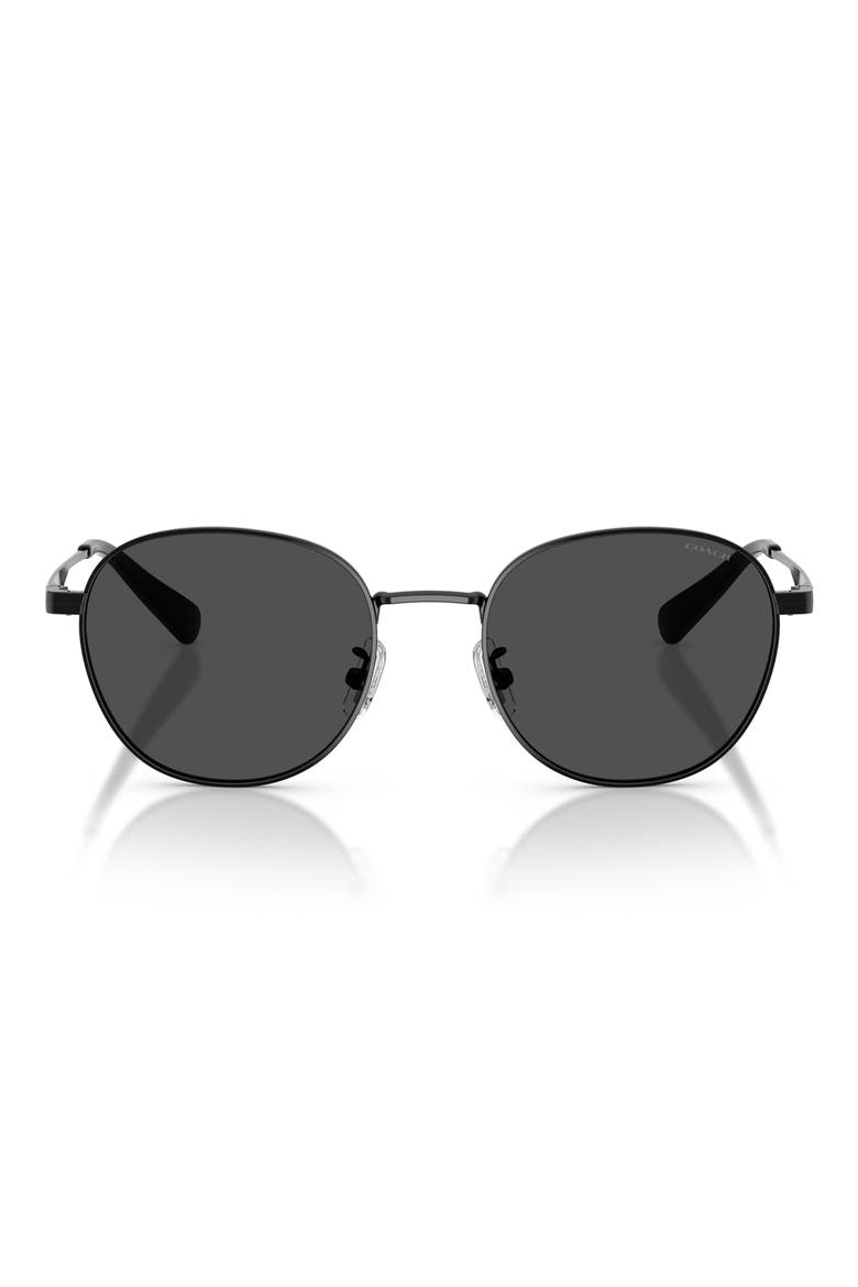 51mm Round Sunglasses, Main, color, SHINY BLACK / GREY SOLID