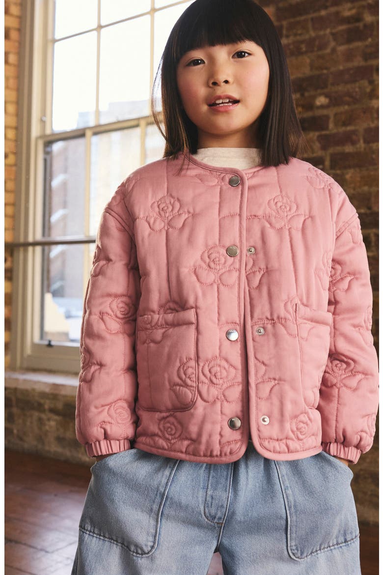 Kids' Flower Quilted Jacket, Alternate, color, PINK