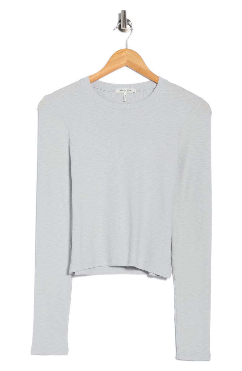 Cropped Long Sleeve Ribbed T-Shirt