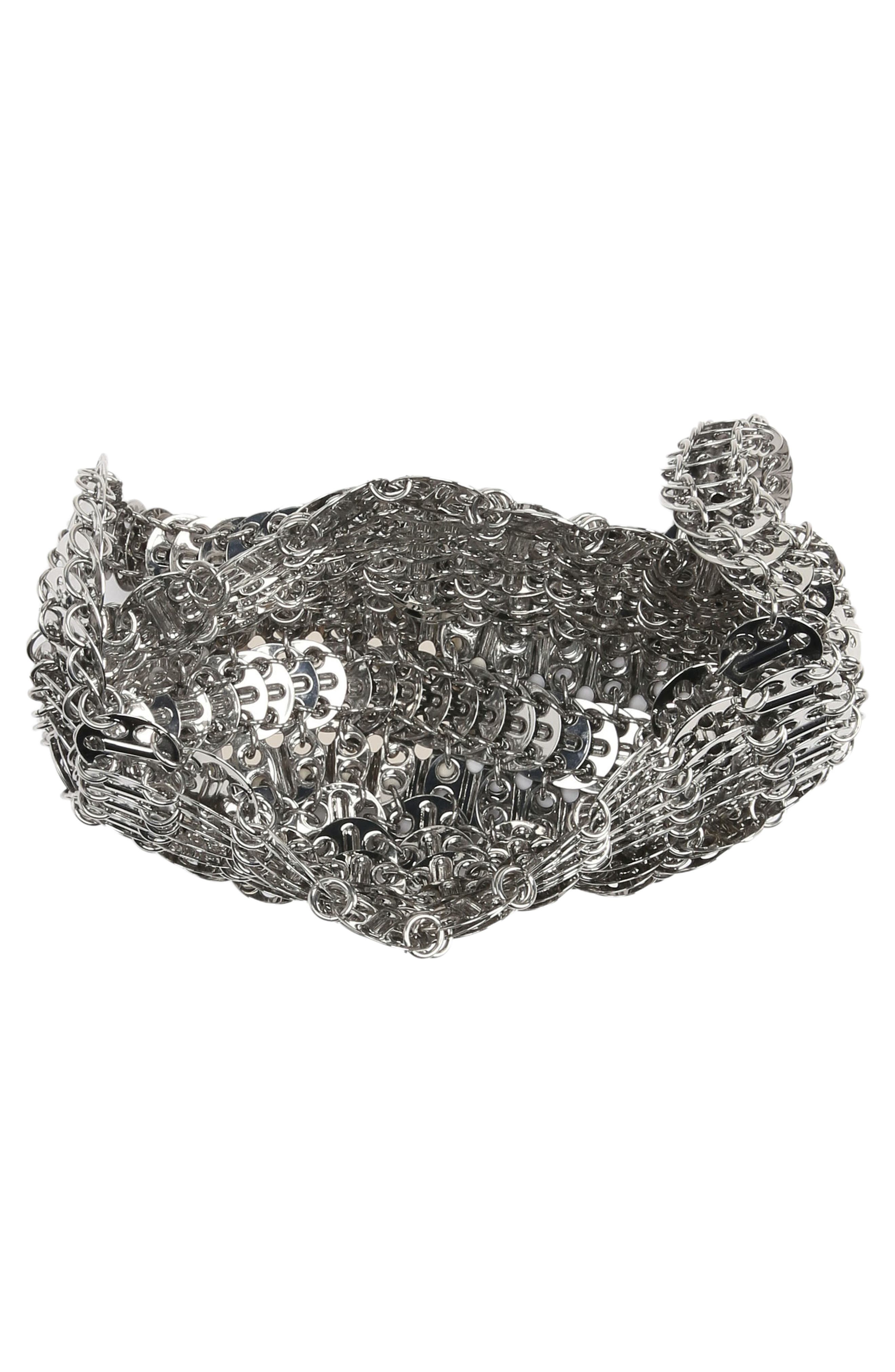 Rabanne 1969 Moon Shoulder Bag, Alternate, color, Silver P040