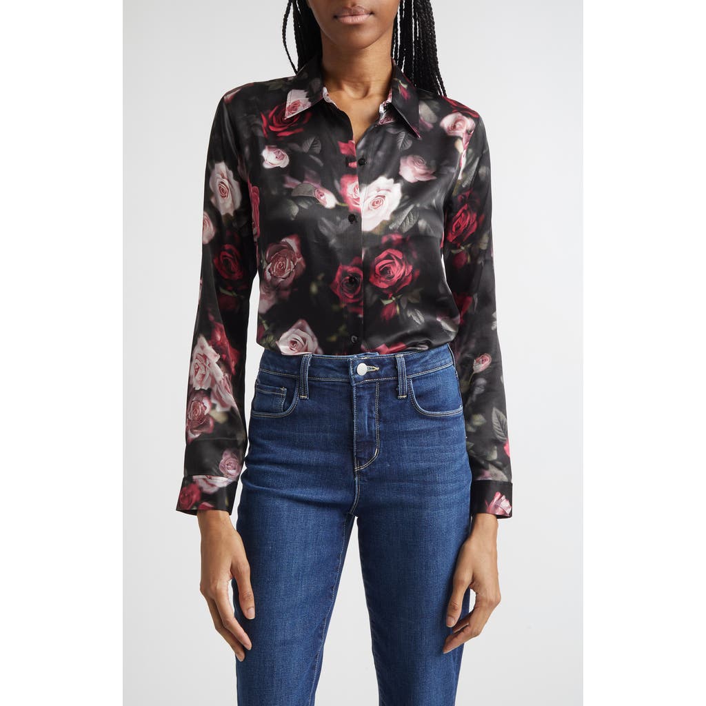 L'agence Tyler Silk Button-up Shirt In Multi