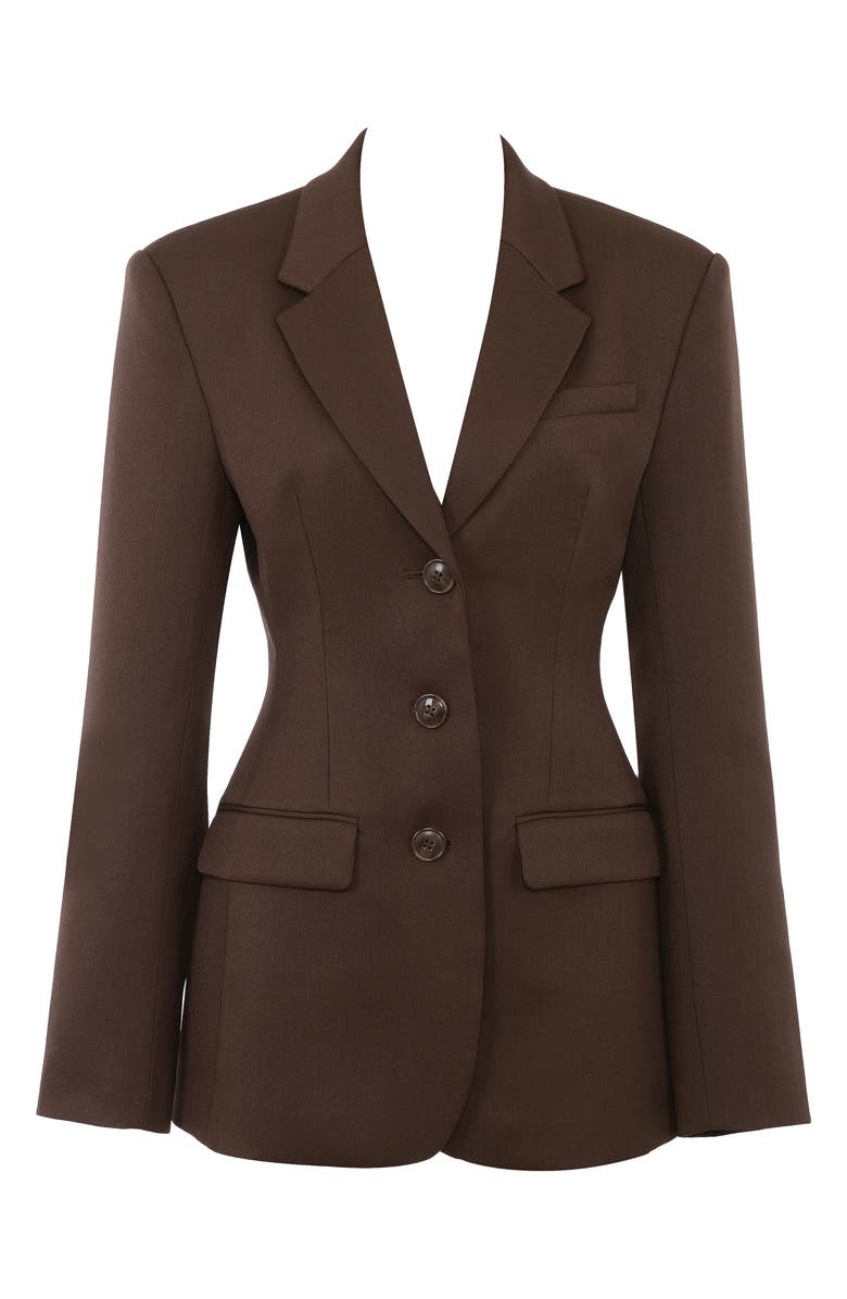 HOUSE OF CB Luella Hourglass Crepe Jacket, Alternate, color, Chocolate