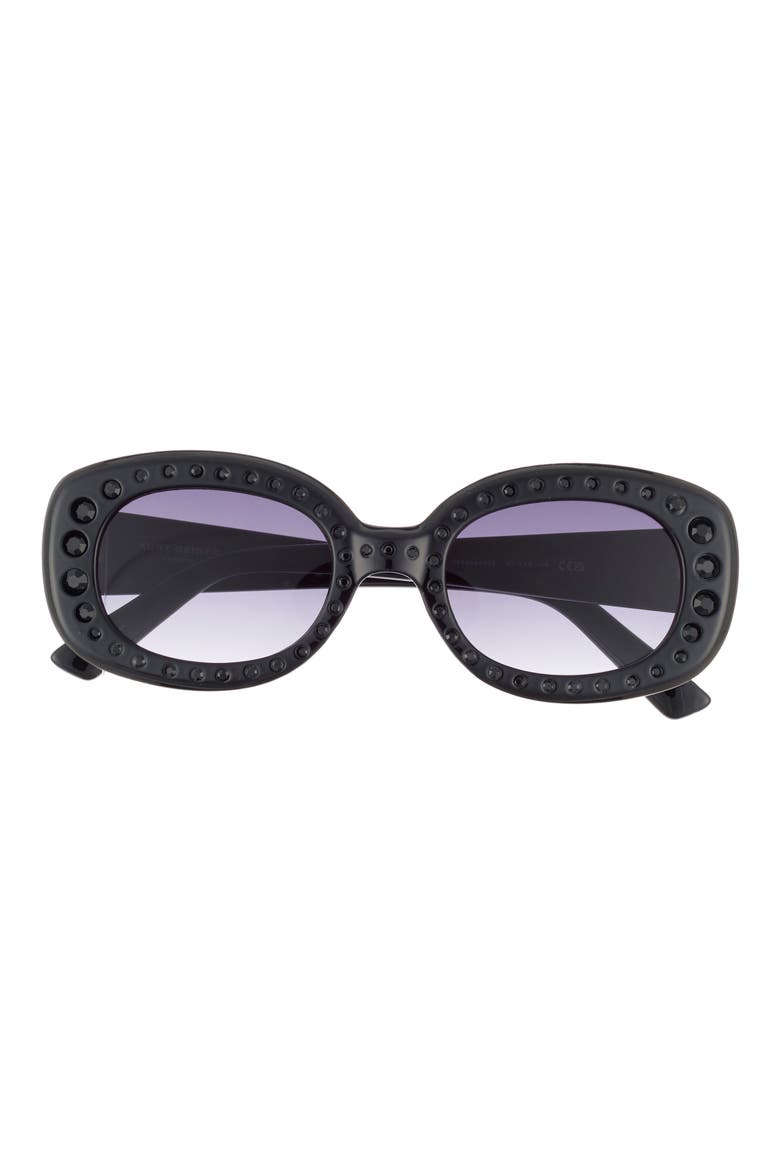 50mm Oval Sunglasses, Main, color, SOLID BLACK