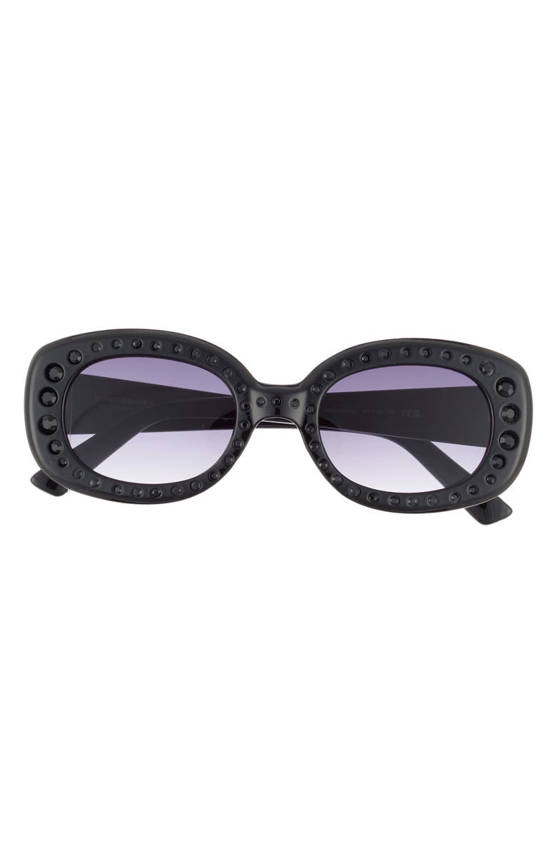 Kurt Geiger London 50mm Oval Sunglasses, Main, color, Solid Black