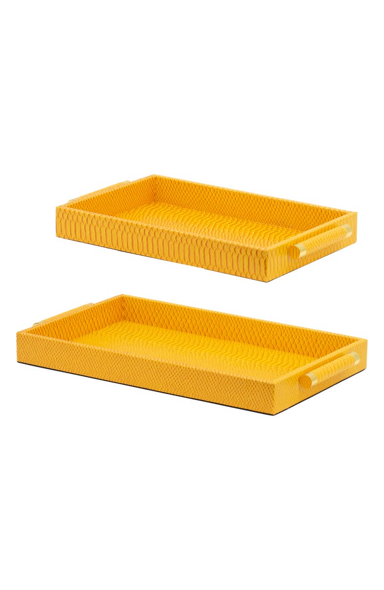 R16 HOME Orinoco Set of 2 Croc-Embossed Faux Leather Trays, Main, color,