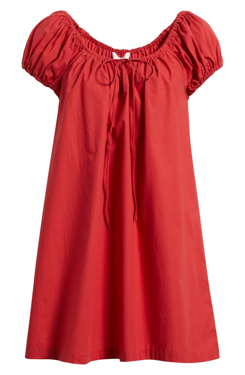 Faithfull the Brand Marblau Cap Sleeve Cotton Shift Minidress, Alternate, color, Chilli