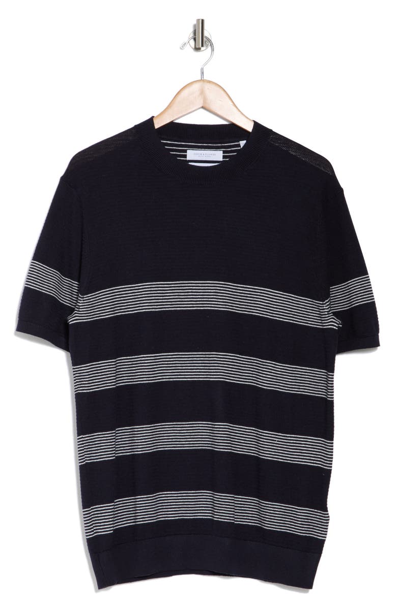 DENIM AND FLOWER Sweater Tee, Alternate, color, Navy/ White Stripe