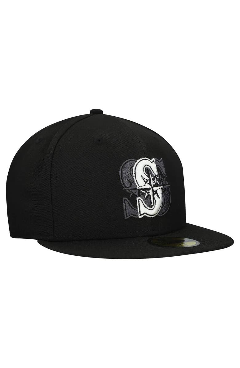 New Era Men's New Era Black Seattle Mariners Tri-Hit 59FIFTY Fitted Hat, Alternate, color, 