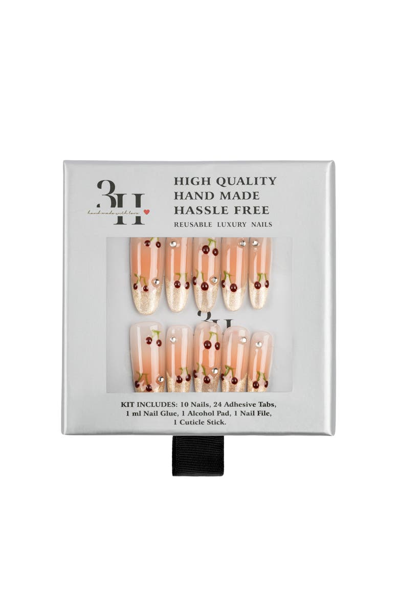 3H Nails Cherry Bloom Luxury Handmade Press On Nails, Main, color, Peach
