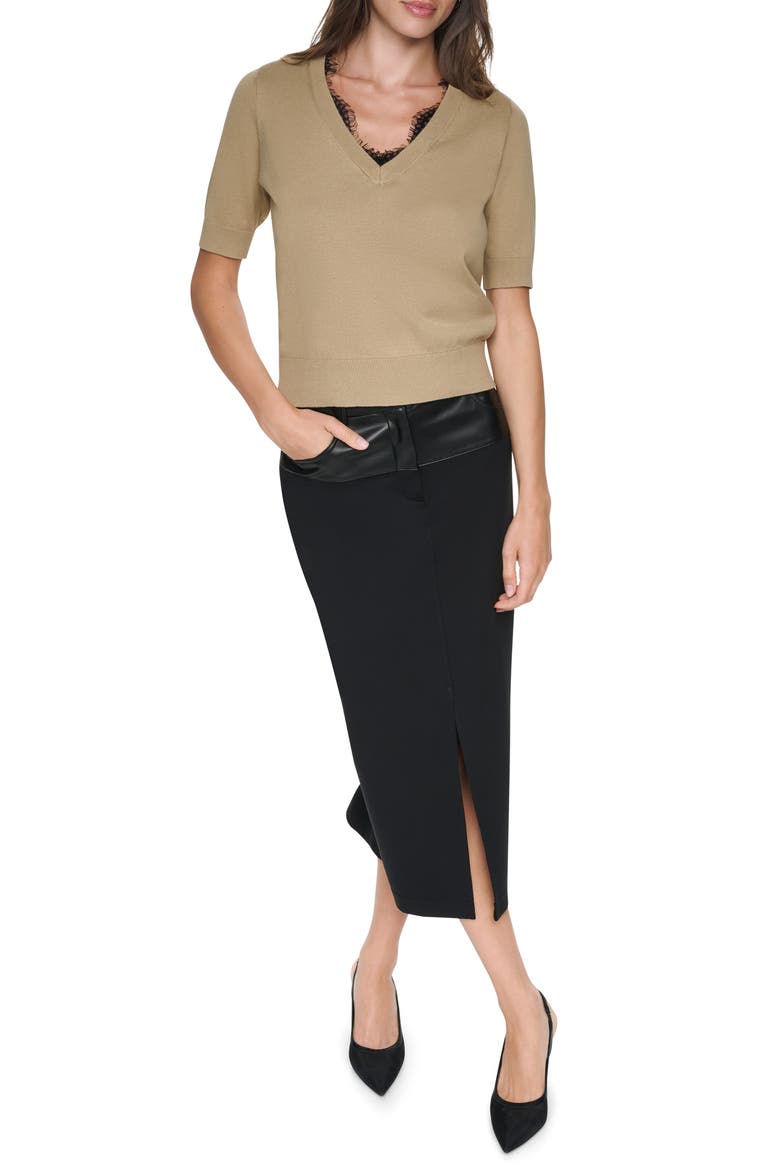 Lace Trim Sweater, Alternate, color, TRAVERTINE